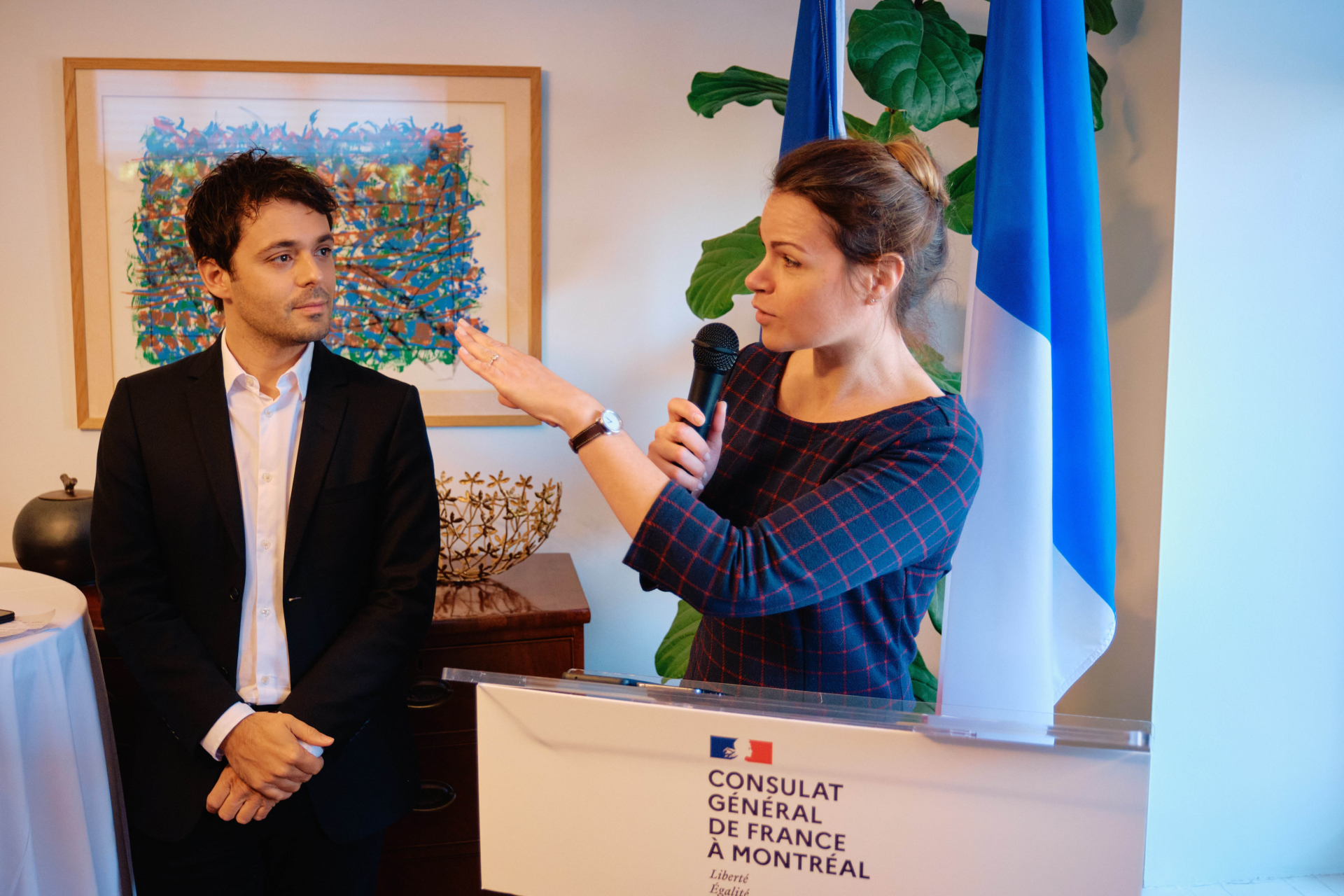 Marie LAPIERRE, Consule générale de France à Montréal, et Guilhem CAILLARD (CINEMANIA)